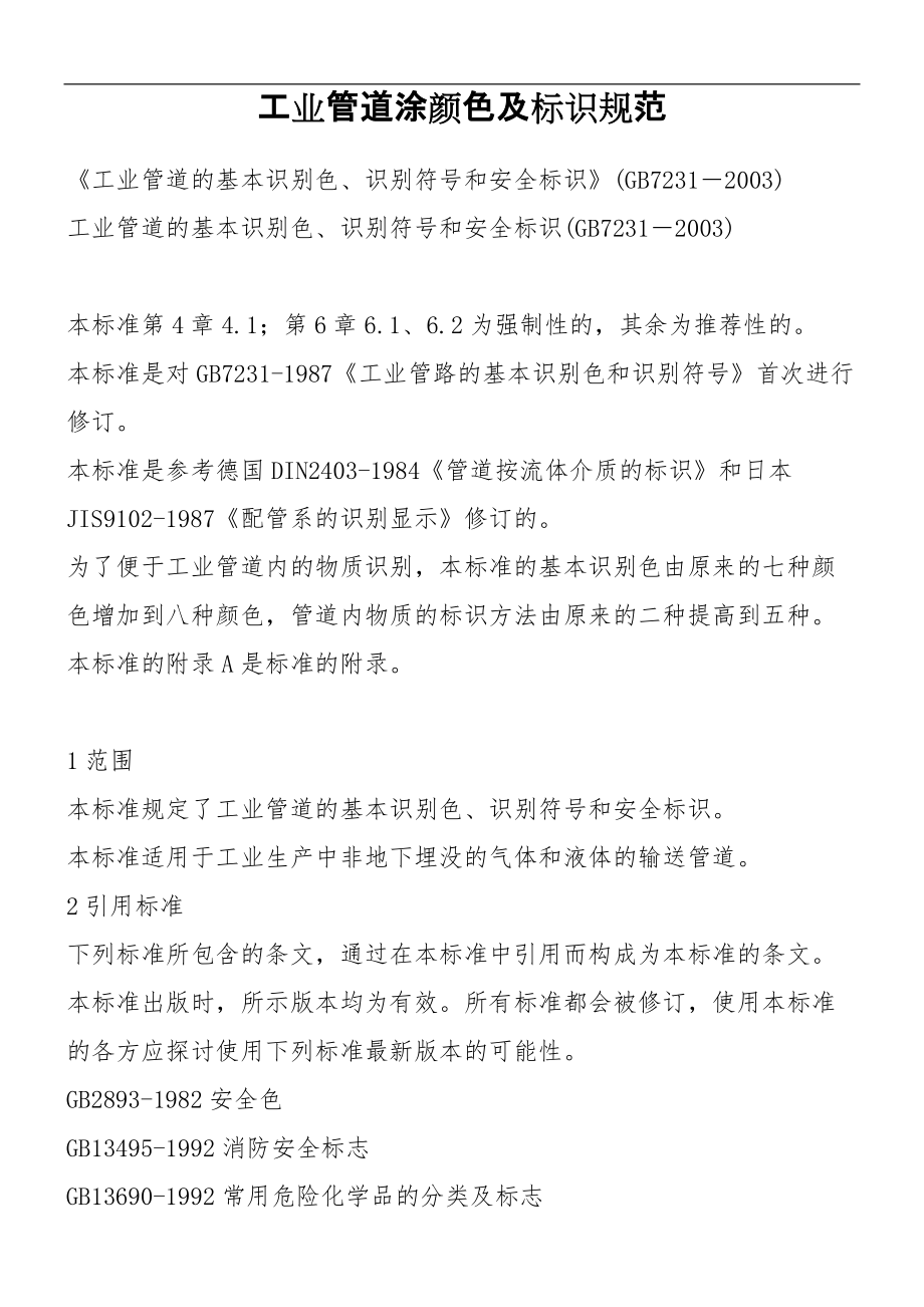 工业管道涂颜色及标识规范_第1页