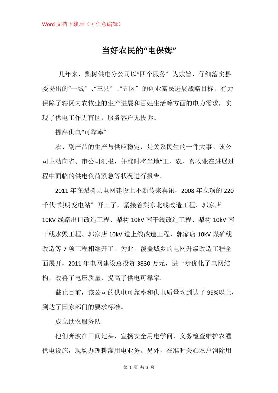 当好农民的“电保姆”_第1页