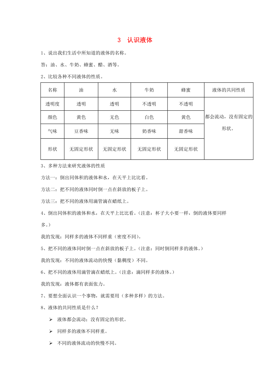 三年级科学下册 3《认识液体》课堂练习 苏教版-苏教版小学三年级下册自然科学试题_第1页