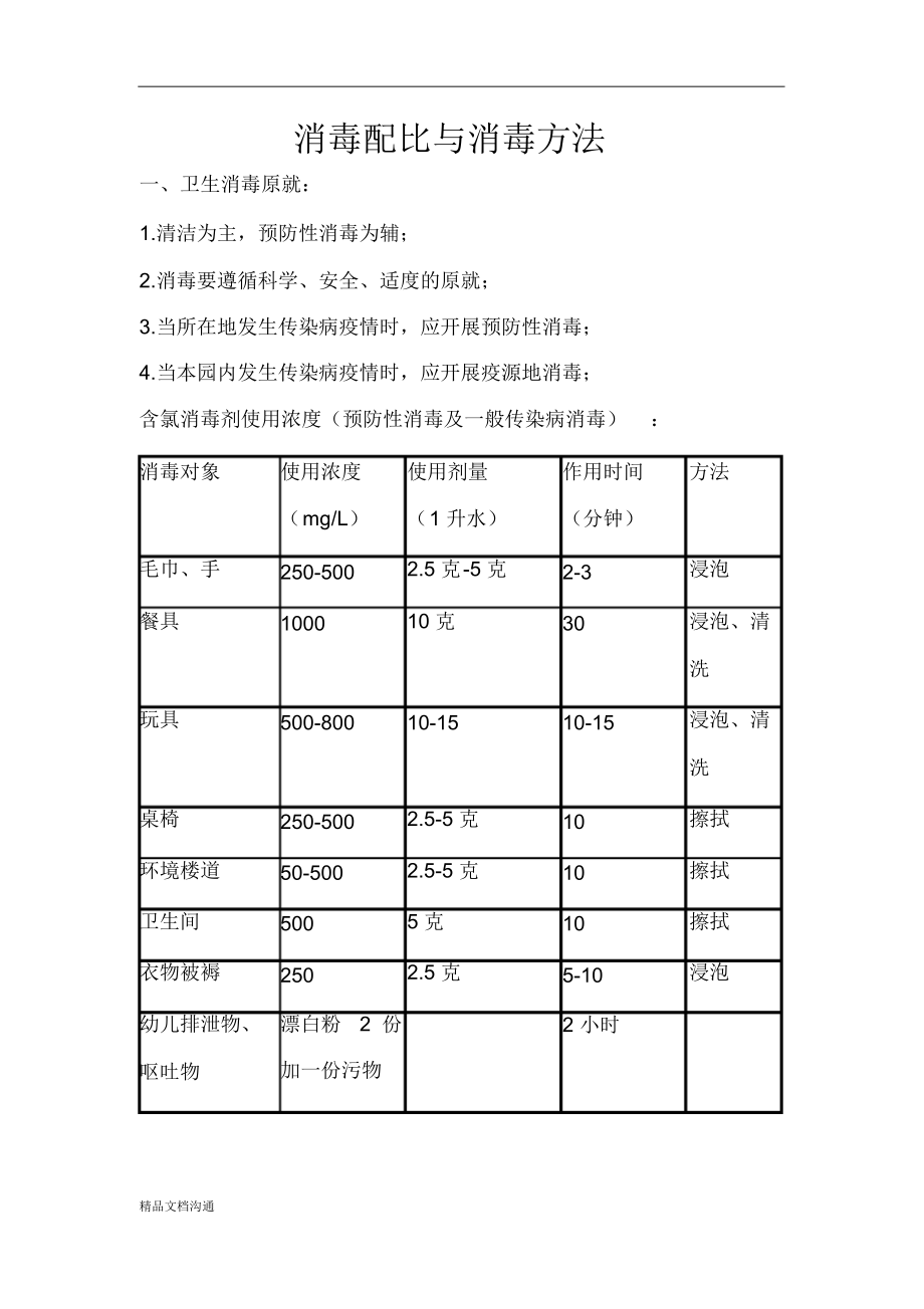 【幼儿园】幼儿园消毒配比与消毒方法_第1页