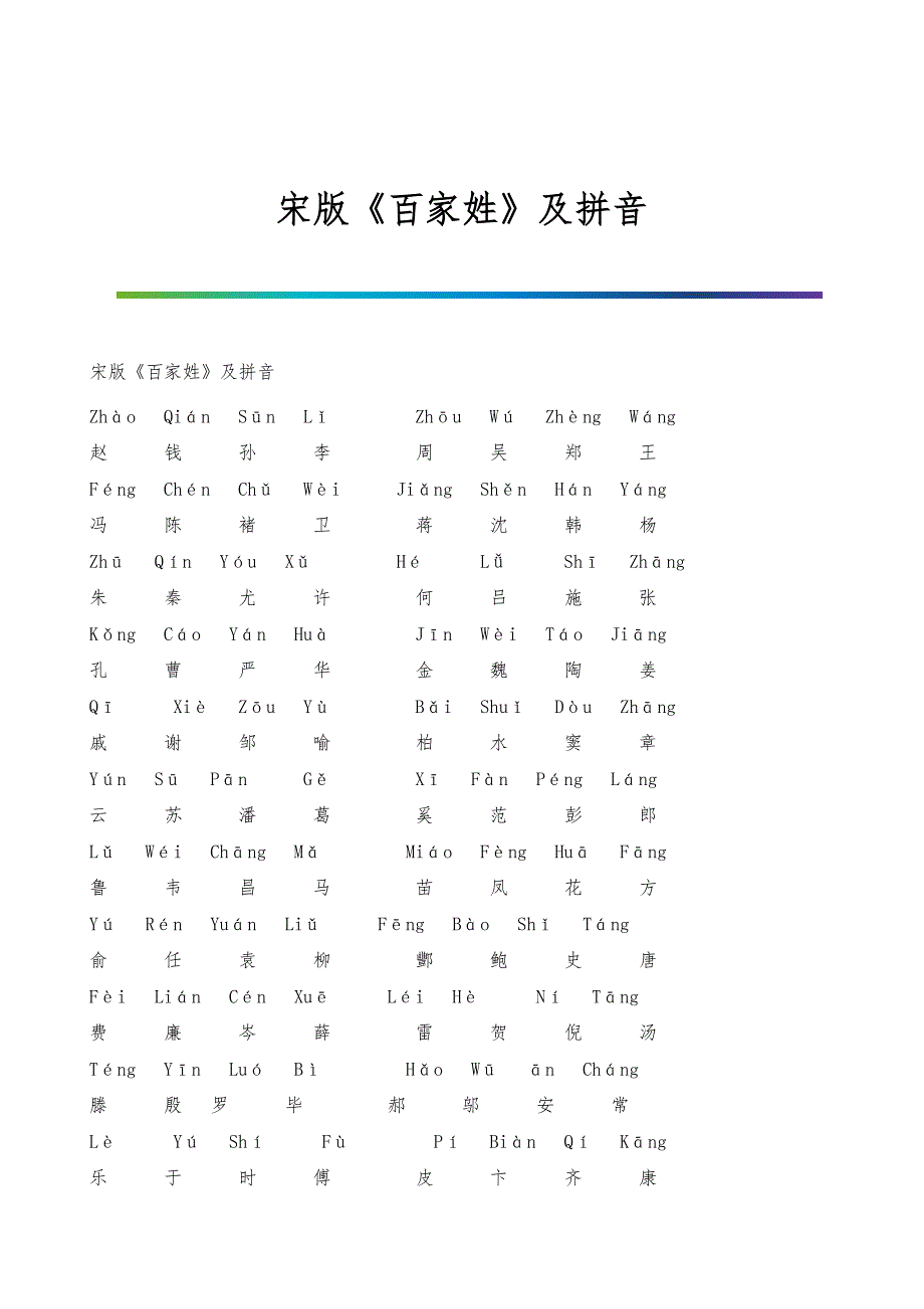 宋版《百家姓》及拼音_第1页