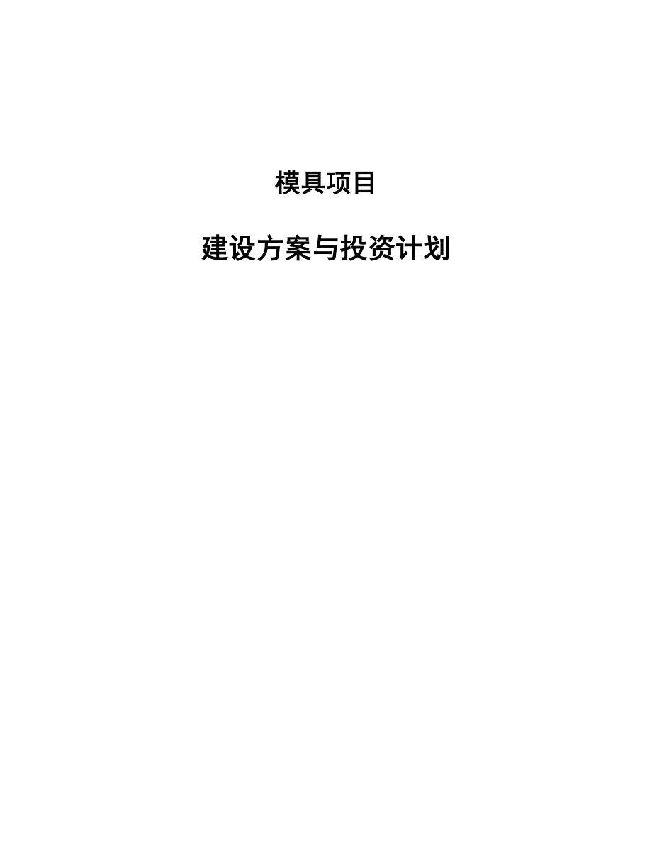 模具项目建设方案与投资计划（范文模板）_第1页