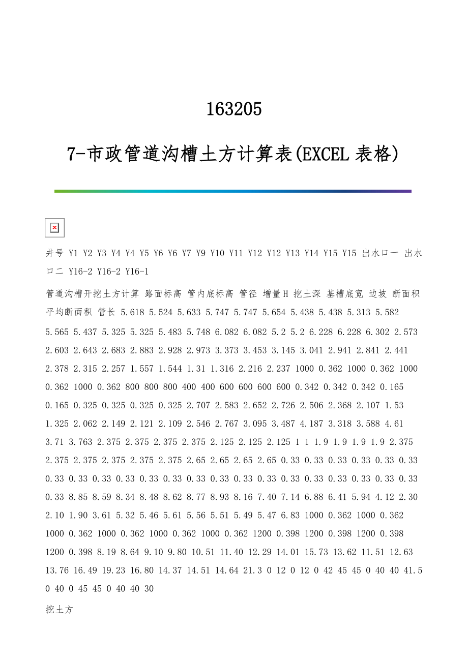 163205-7-市政管道沟槽土方计算表(EXCEL表格)_第1页