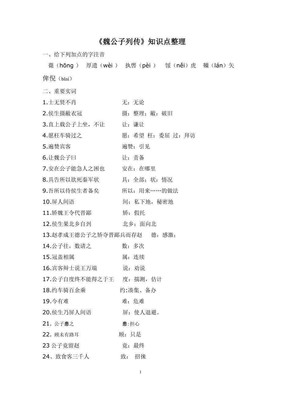 魏公子列传知识点 (1)_第1页
