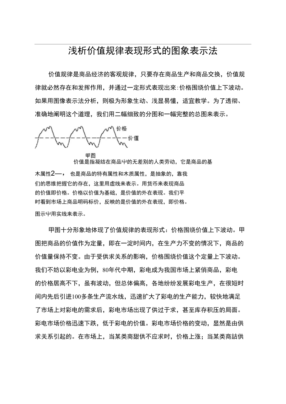 浅析价值规律表现形式的图象表示法(政治论文)_第1页