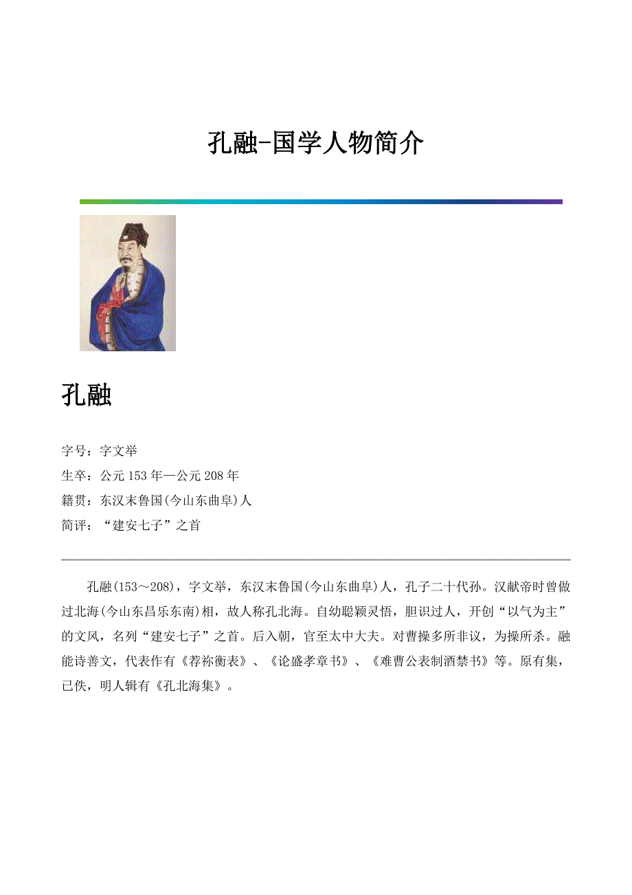孔融-国学人物简介_第1页