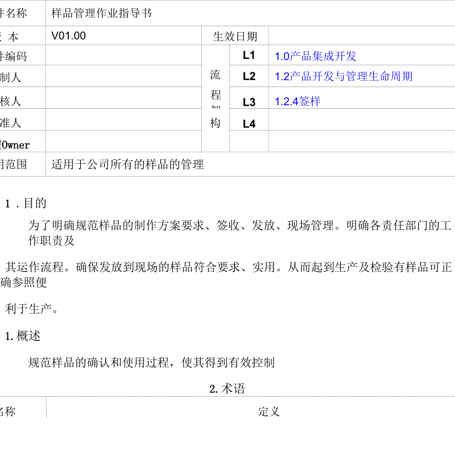 样品管理作业指导书[模板]_第1页