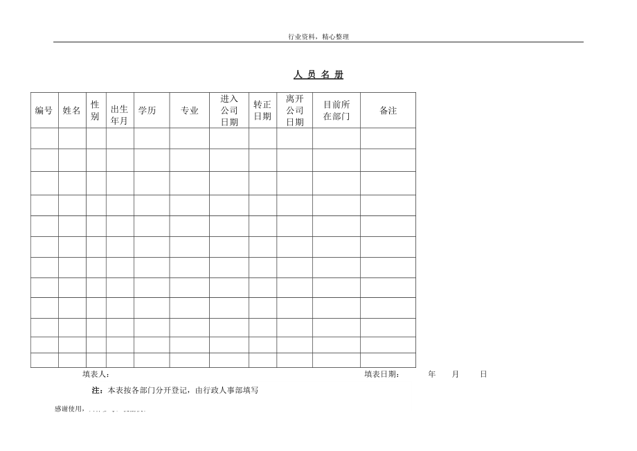 （范文参考）公司单位人 员 名 册-办公资料_第1页