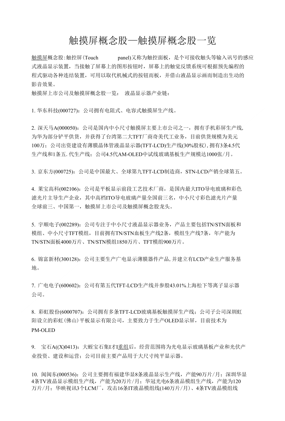 触摸屏概念股分析_第1页