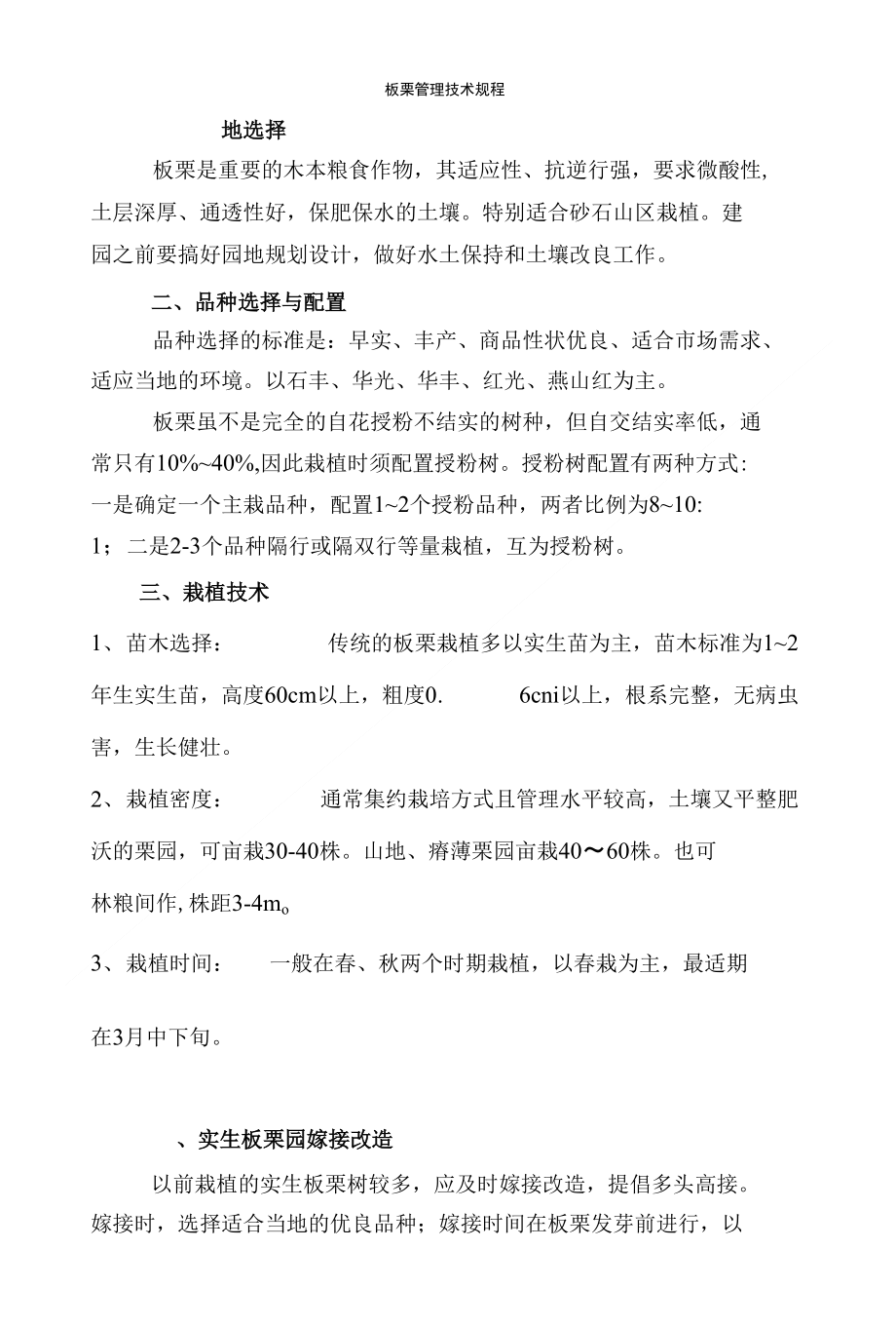 板栗管理技术规程_第1页