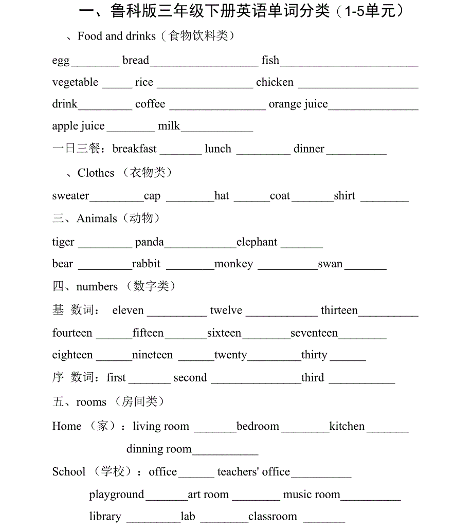 鲁科版英语三年级下册知识点汇总_第1页