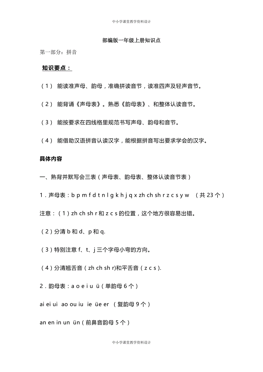 部编版一年级(上册)语文知识点汇总_第1页