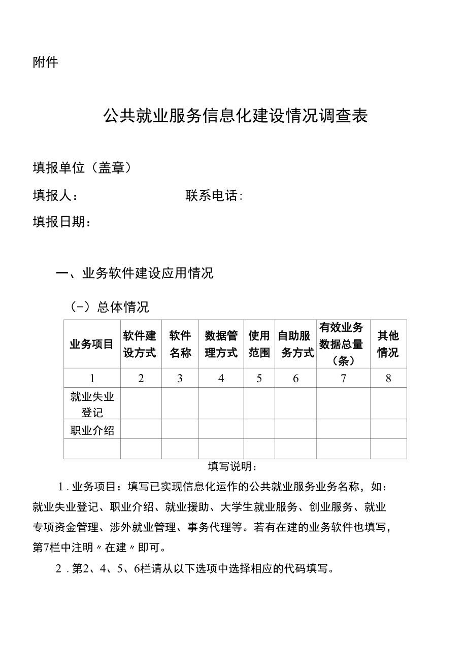 公共就业服务信息化建设情况调查表_第1页