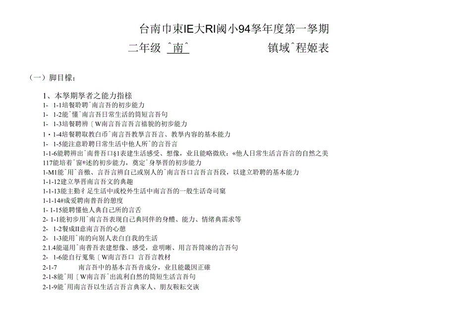 111培养聆听闽南语的初步能力112能听懂闽南语日常生活的_第1页
