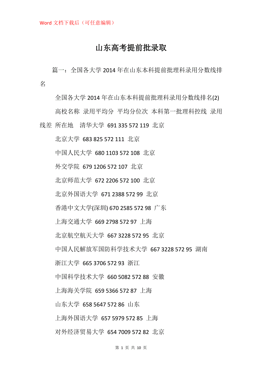 山东高考提前批录取_第1页