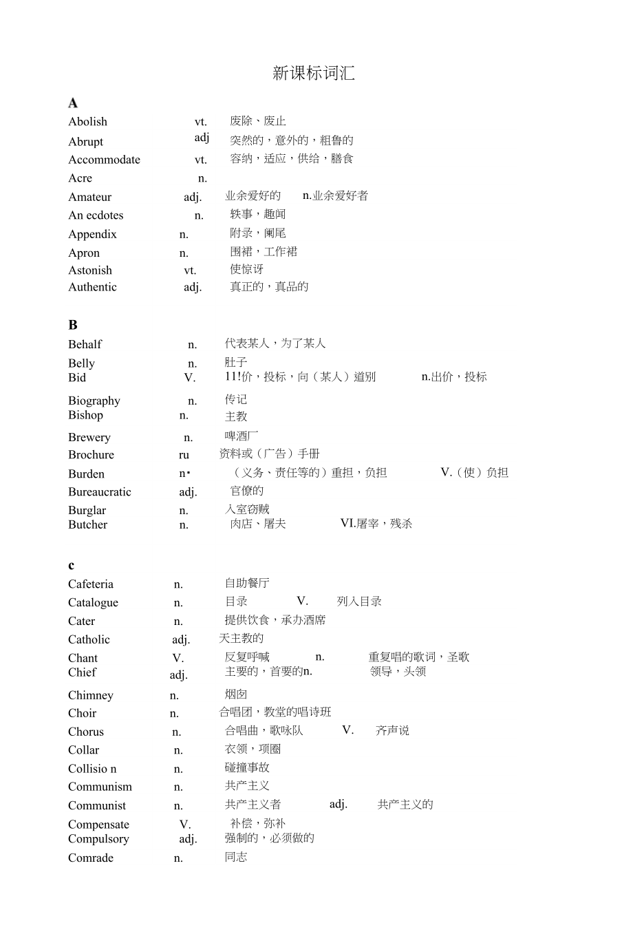 高考易错词汇整理_第1页