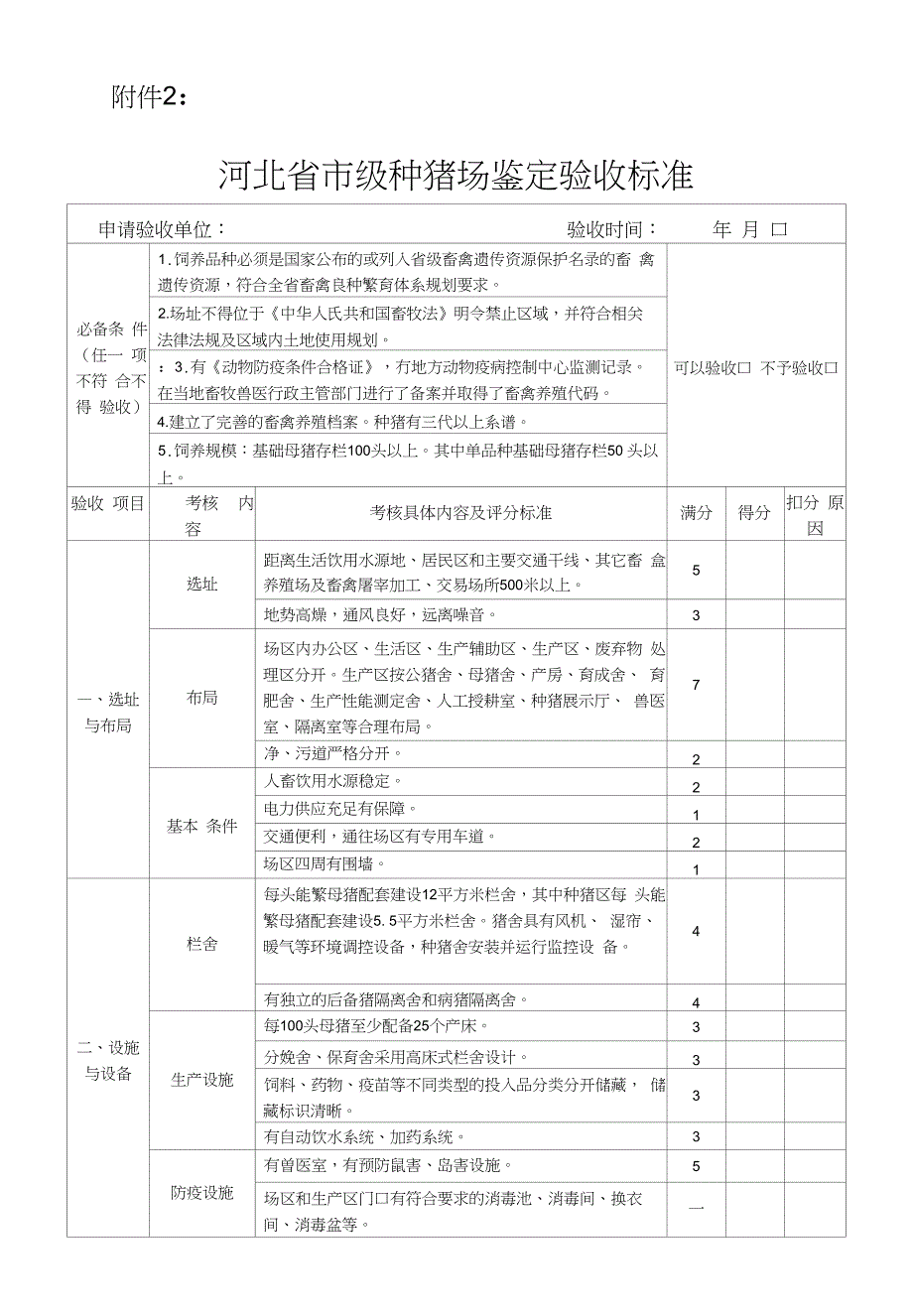河北省市级种猪场鉴定验收标准_第1页