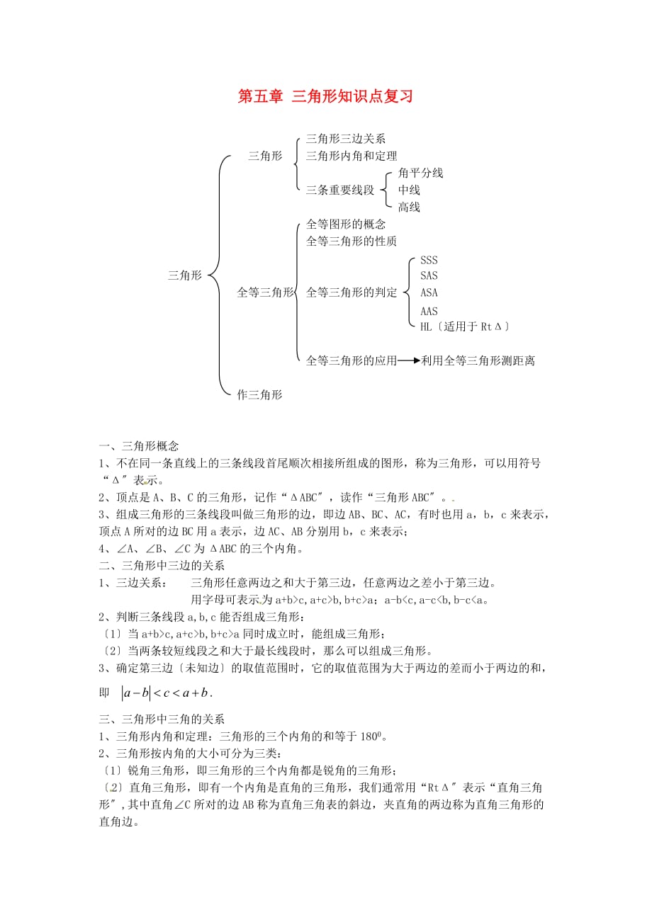 （整理版）第五章三角形知识点复习_第1页