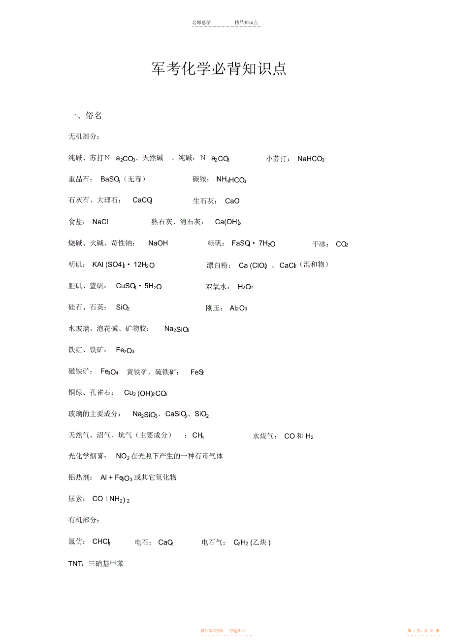 【总结】军考化学必背知识点总结_第1页