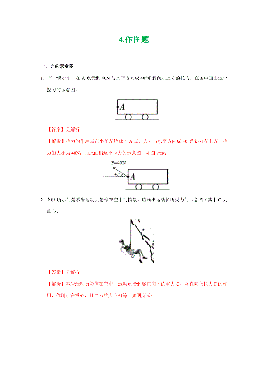 中考物理 力学必考考点专练 4作图题(含解析) 试题_第1页