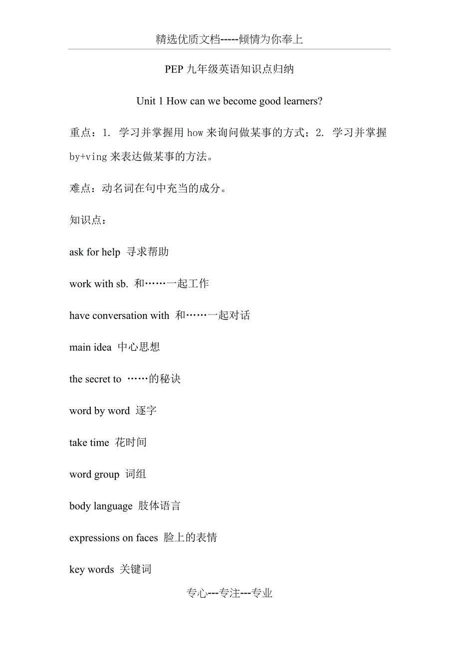 人教版九年级全一册英语知识点归纳(共35页)_第1页