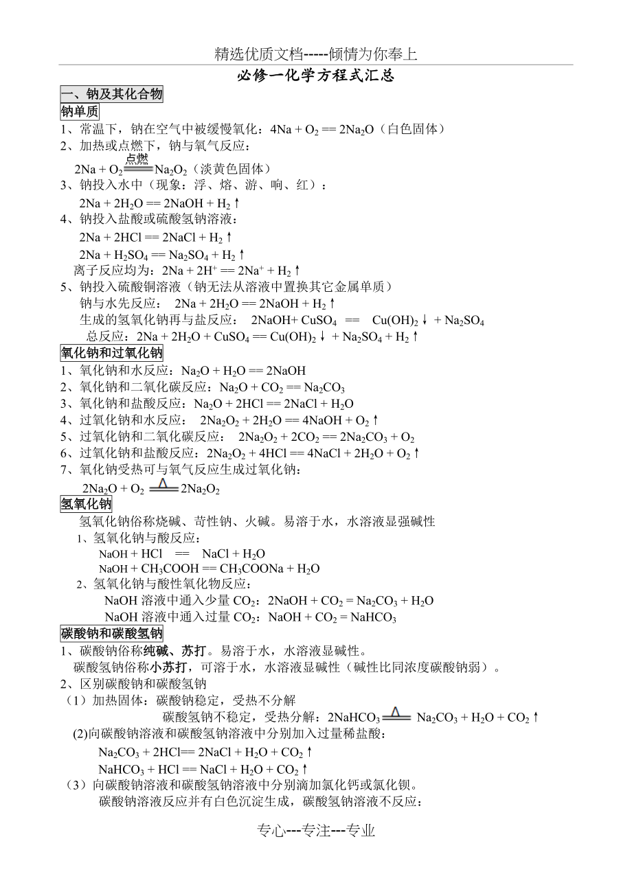 必修一化学方程式总结(共6页)_第1页