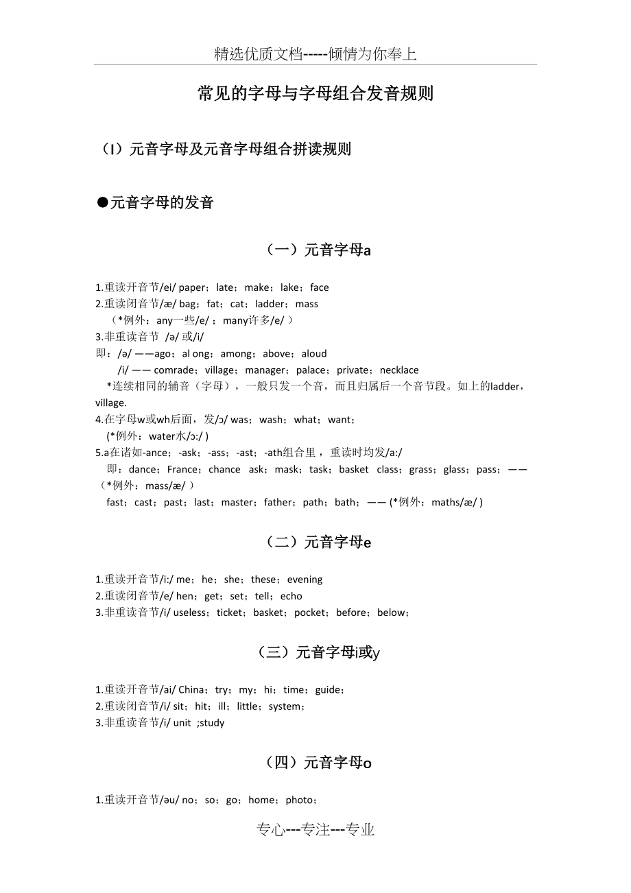 常见的字母与字母组合发音规则(共7页)_第1页