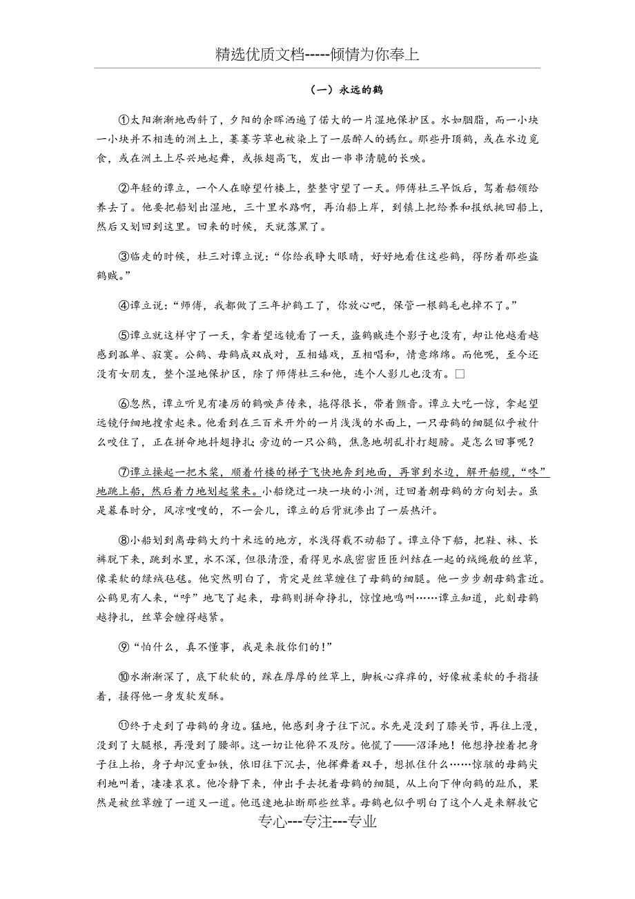 中考语文小说阅读专项训练(共11页)_第1页