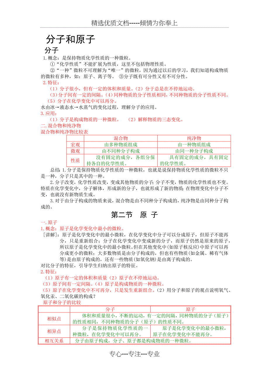 中考分子原子离子元素详解与试题(共10页)_第1页