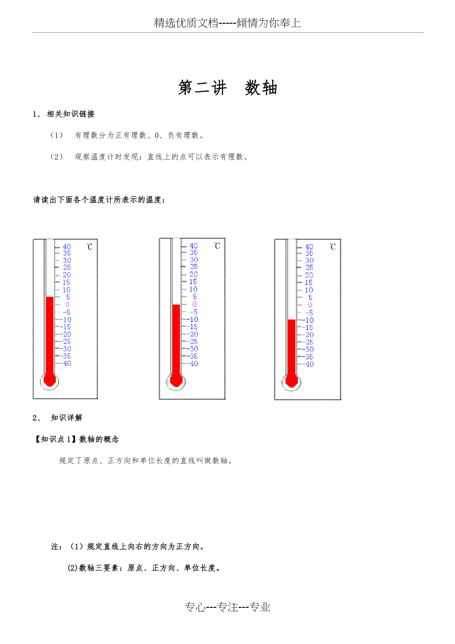 数轴知识讲解及经典例题(共7页)_第1页