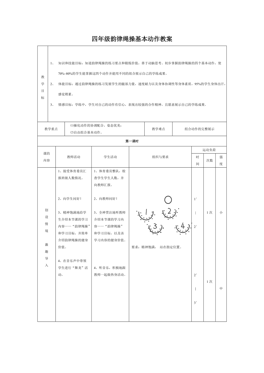 四年级韵律绳操基本动作教案_第1页