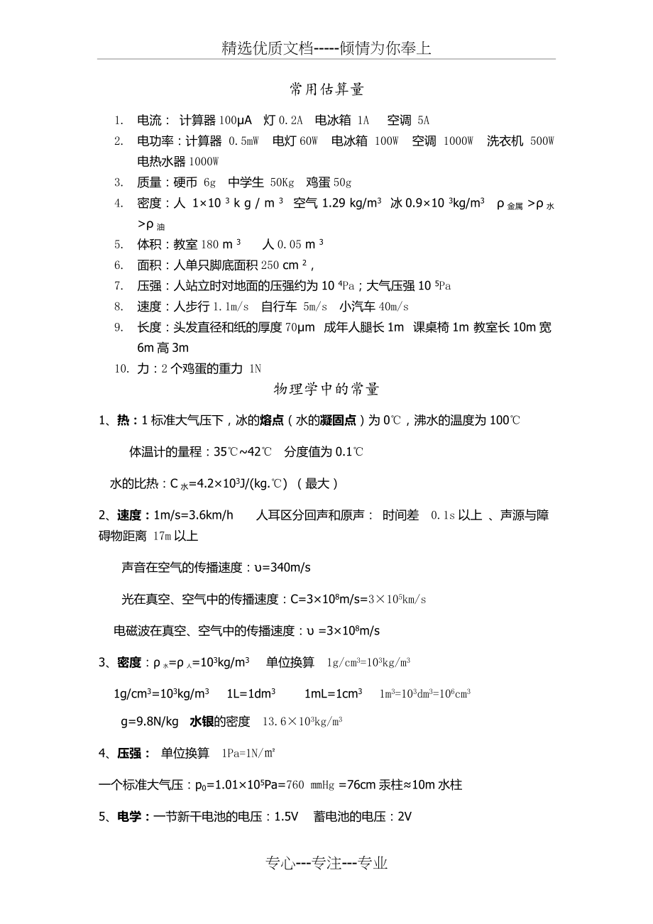 初中物理常用估算量(共4页)_第1页