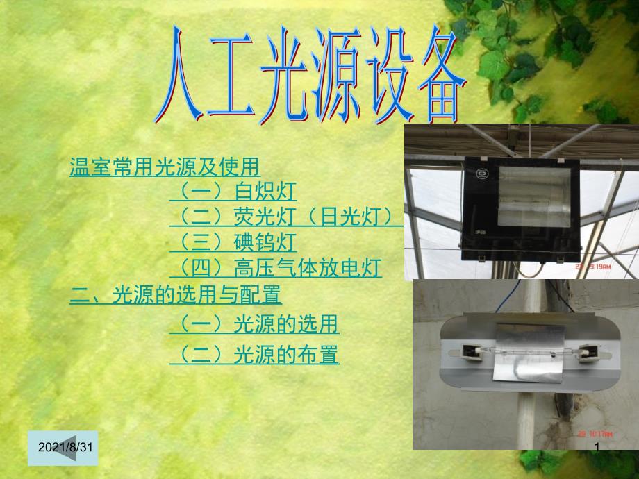 一、温室常用光源PPT课件_第1页