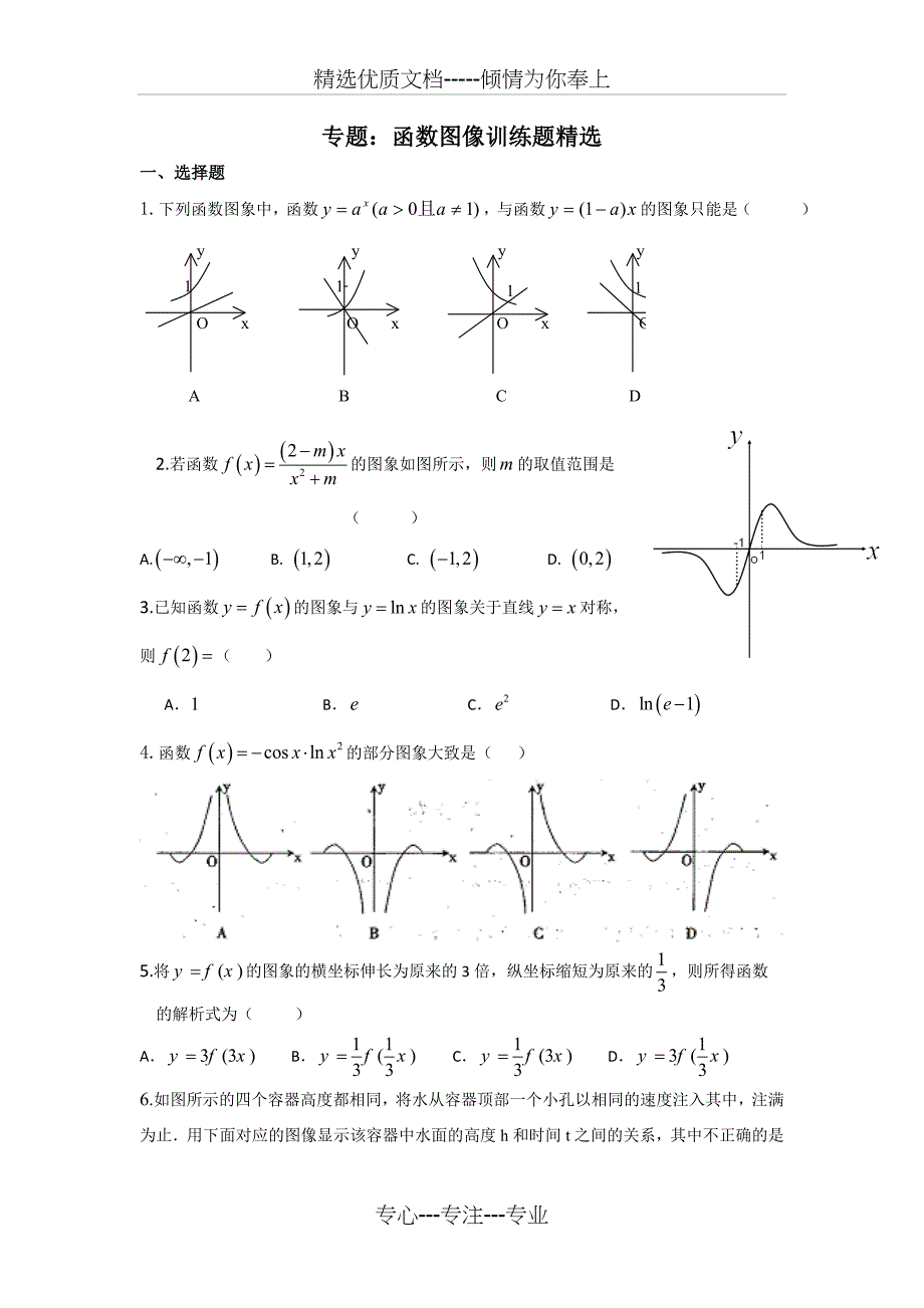 函数图像精选训练题（有答案）(共15页)_第1页