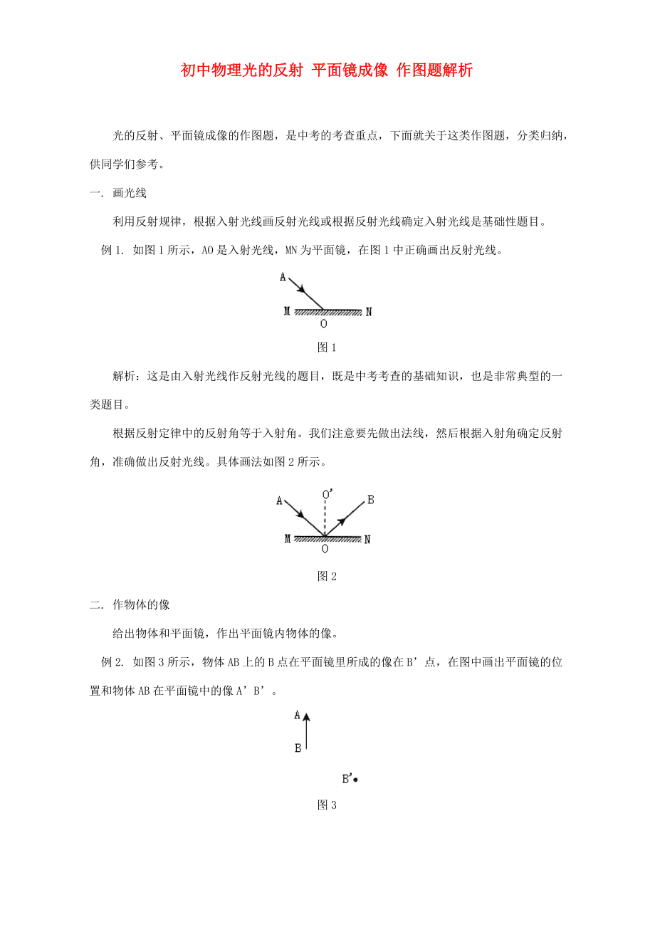 初中物理光的反射 平面镜成像 作图题解析 专题辅导 不分版本 试题_第1页