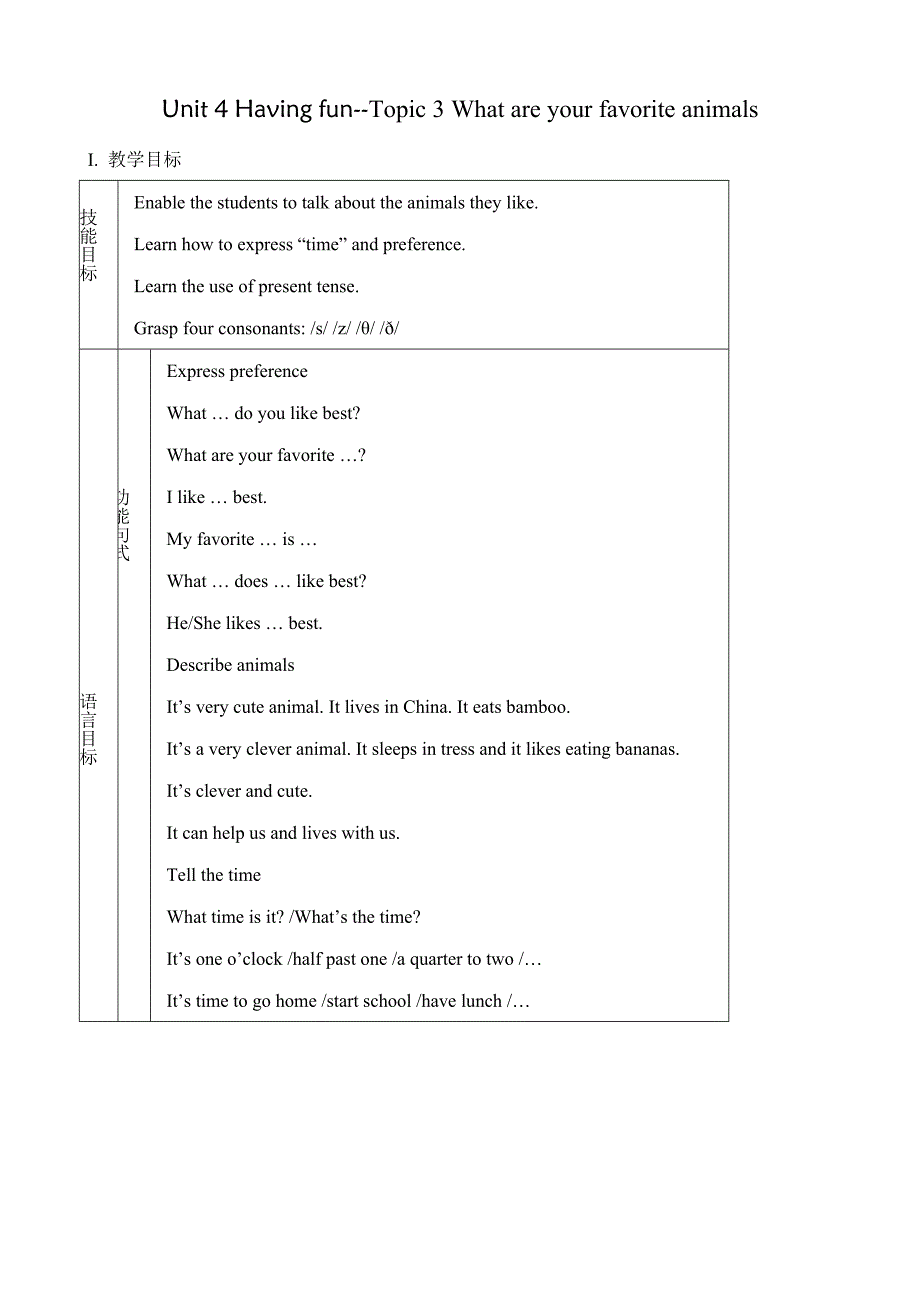 仁爱版七年级英语上册Unit 4 Having fun--Topic 3 What are your favorite animals_第1页