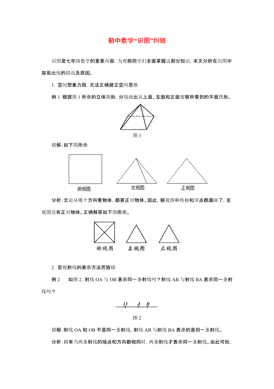 初中数学 识图 纠错专题辅导 试题_第1页