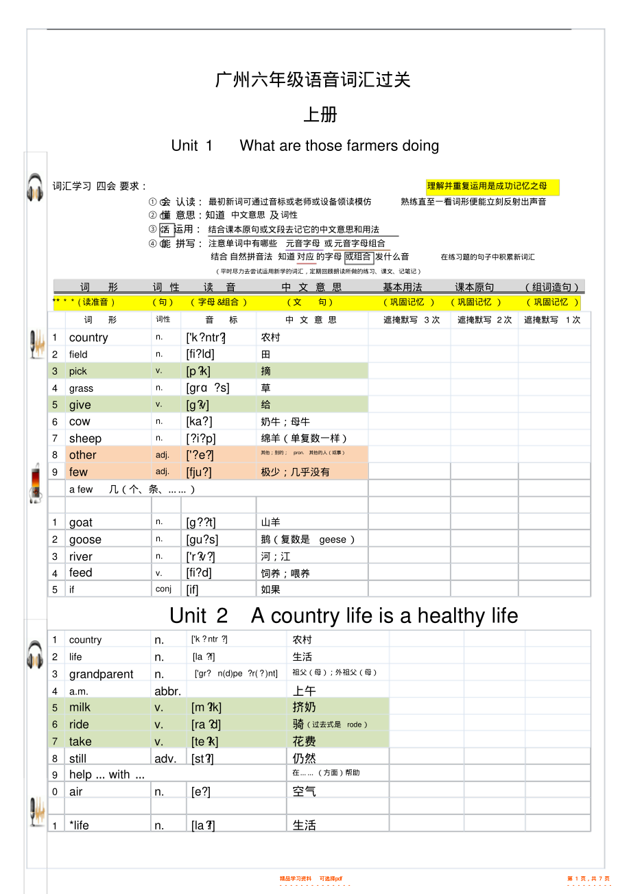 【英语】广州六年级英语上册词汇_第1页