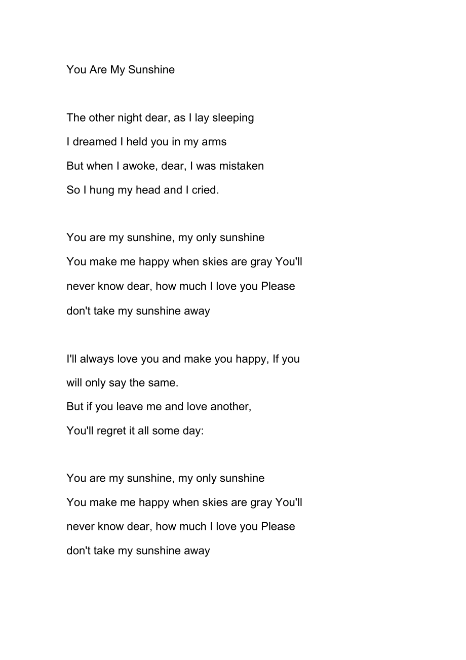 YouAreMySunshine歌词_第1页