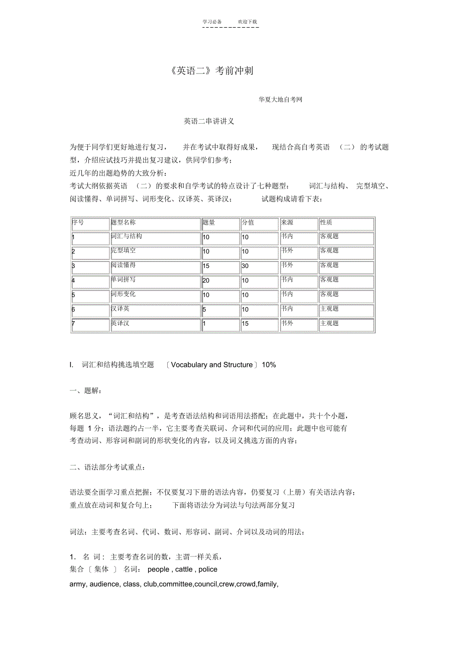 英语考前冲刺_第1页
