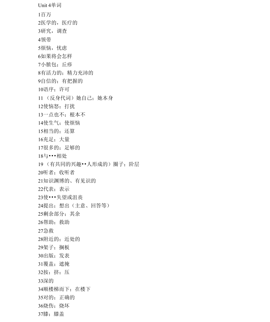 九年级英语Unit4单词及重点词句_第1页