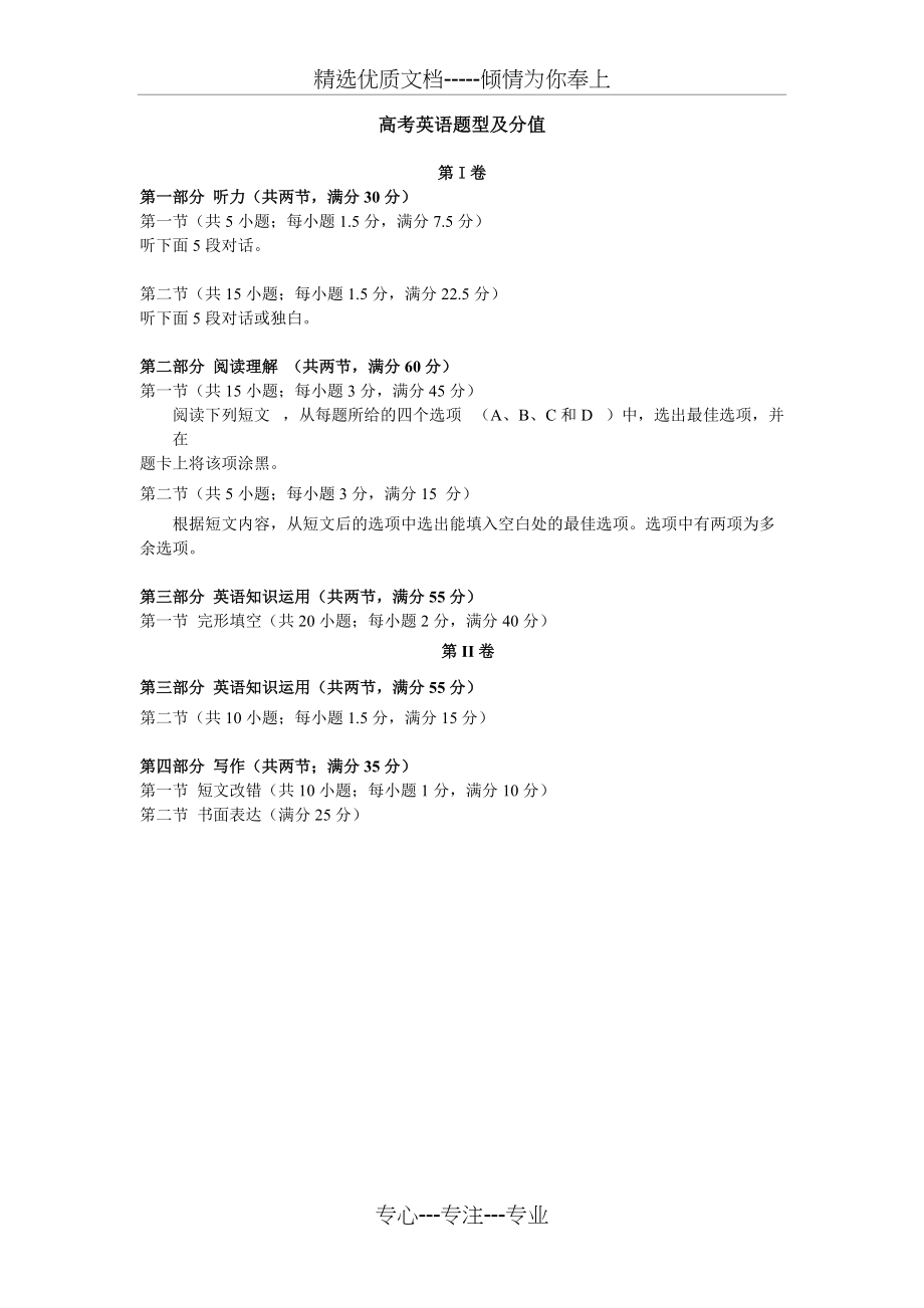 高考英语题型及分值(共1页)_第1页