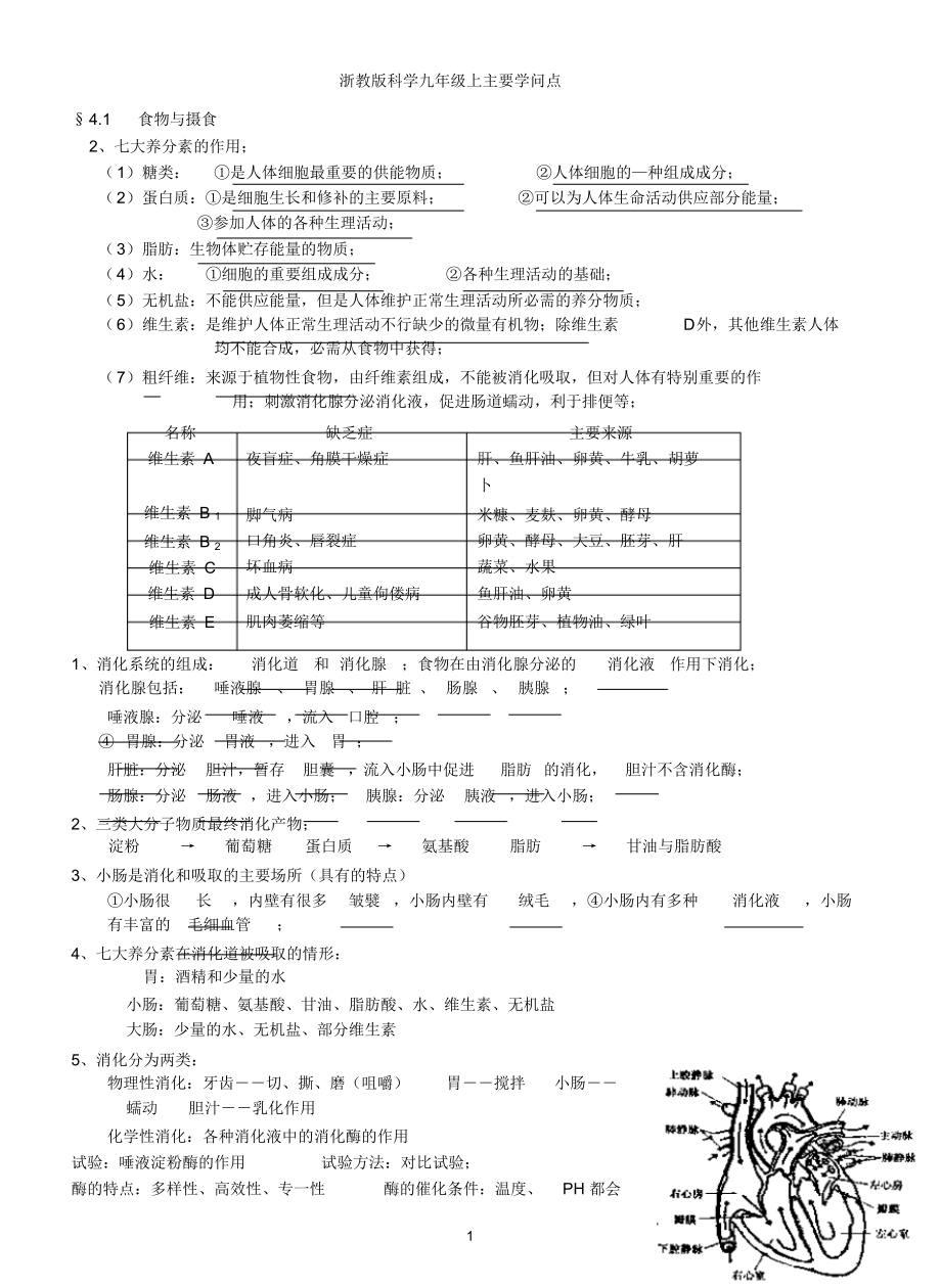 浙教版科学九年级上第四章主要知识点2_第1页