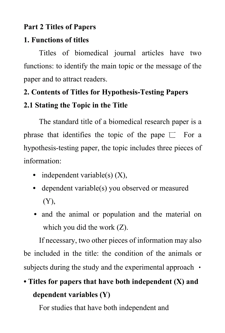 医学英语写作第二次课Part2TitlesofPapers_第1页