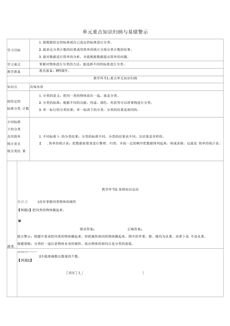《分类与整理》单元重点知识归纳_第1页