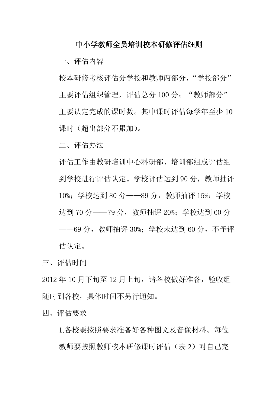 中小学教师全员培训校本研修评估细则二_第1页