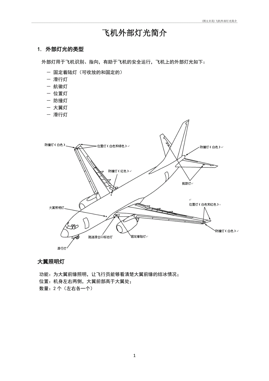 (图文并茂)飞机外部灯光简介_第1页