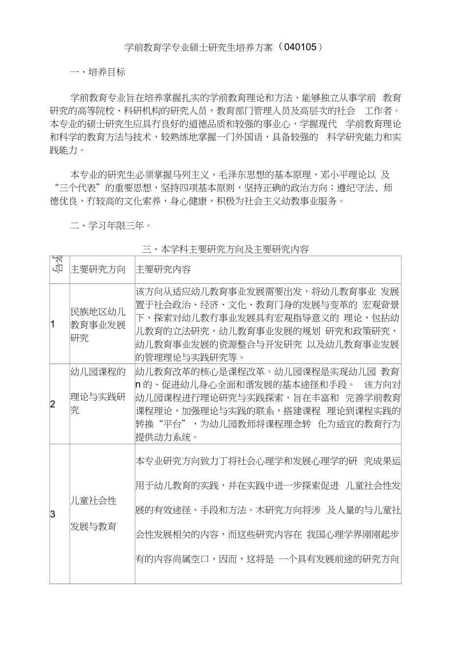 学前教育学专业硕士研究生培养方案(040105)_第1页