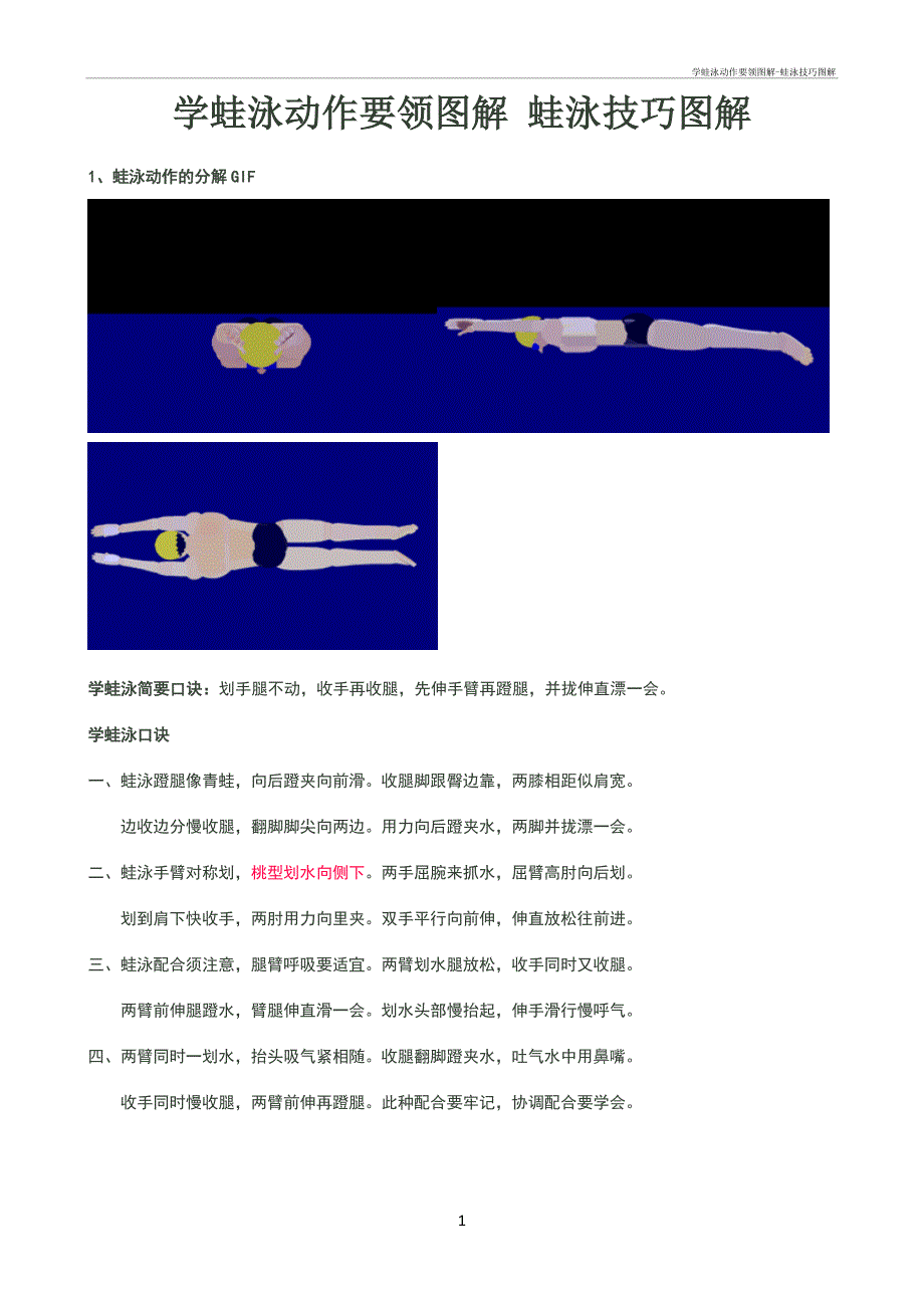 学蛙泳动作要领图解-蛙泳技巧图解_第1页