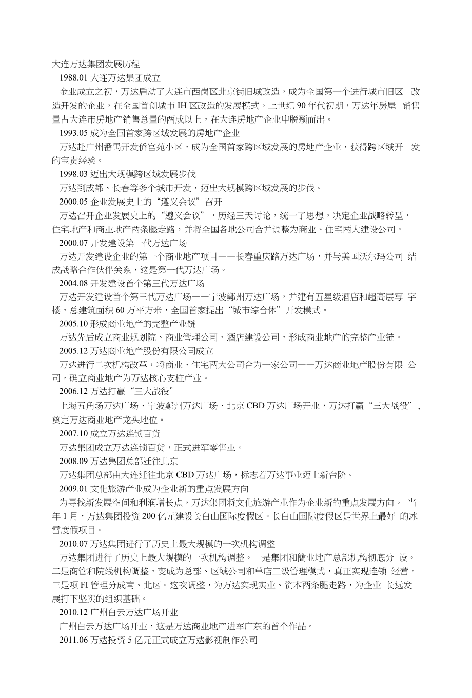 大连万达集团发展历程_第1页